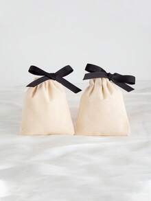 10pcs Natural Bamboo Fiber Packaging Bags, Minimalist And Practical Multipurpose - Beige - View 2