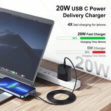 20W 快速充电器套装兼容 14 13 12 11 Pro Max，包括 USB-C 壁式充电器适配器 + 3.3 英尺/100 厘米 Type-C 转 Lightning 数据线，兼容 14 13 12 Mini Plus Xr Xs Xs Max，适用于旅行、办公室、宿舍和家庭 Nan 快速充电 - 美規A型插(110-127V) - 查看 6