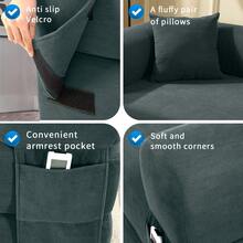 Compression Sofa - Convertible Floor Foldable Sofa Bed - With 2 Pillows, Corduroy, Queen Size - Màu xám đen - Xem 5