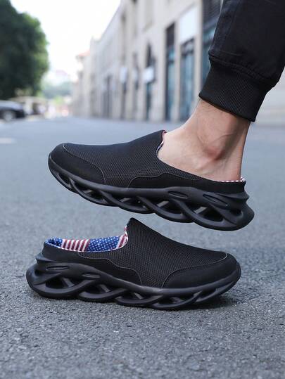 HISQIM Men's Slip-On Mules & Clogs Men's Lightweight Open-Back Shoes Comfortable Walking Shoes Breathable Slippers Closed-Toe Slippers Men Sneakers