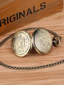 Reloj de bolsillo vintage de bronce como regalo para el hijo con la inscripción "Te amo" grabada y con cadena