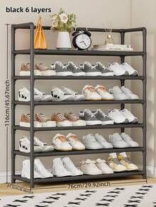 1 pieza Estantería para zapatos extendida de 3-7 niveles, estantería de almacenamiento de alta capacidad para el hogar, dormitorio, residencia estudiantil, organizador de zapatos simple con marco de metal, solución de almacenamiento y decoración perfecta para el dormitorio, soporte portátil para exhibición de zapatos - Multicolor - Ver 18