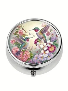Set Of 1 Soft Hummingbird Shaped Pill Case, 1 Triple Compartment Pill Box, 1 Mini Pill Case, 1 Wallet Pill Case, 1 Portable Pill Box, 1 Pocket Or Wallet Pill Container, 1 Decorative Metal Vitamin Case, 1 Unique Travel Gift