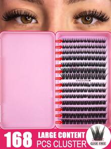 168 Cluster 14 Rows Individual Lash Clusters Fake Lashes,C 0.07 8-16mm MIX,No Glue Needed False Eyelashes,Adhesive False Eyelashes,Natural Look Individual False Eyelashes,Lash Clusters Diy Wispy False Eyelashes,Natural Clusters Cat Eye Look,End Eye Elongated Enlarged Double Eye,Reusable Natural Voluminous Lashes, Comfortable & Hypoallergenic, Everyday & Party Wear Fast Fashion Beauty