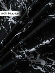 Juego de ropa de cama de 2/3 piezas con estampado de mármol negro, de estilo moderno y lujoso para usar todo el año en el dormitorio, con cierre de cremallera y lavable a máquina (1 funda nórdica + 1/2 fundas de almohada)