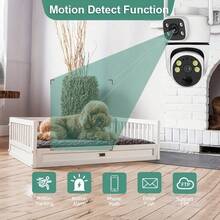 Cámara de seguridad inalámbrica de alta definición 1080P, para exteriores PTZ con audio bidireccional, detección de movimiento, giro-inclinación de 360°, visión nocturna a color, lente gran angular, PIR, montaje en pared, alimentada por energía solar con batería de litio, control remoto, sistema de monitoreo doméstico inteligente con control de aplicación, WiFi de 2.4G/5G, LED para monitoreo de bebés y mascotas - Blanco - Ver 7