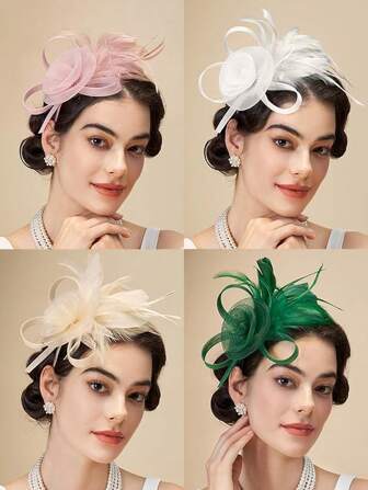 1件优雅天然羽毛发箍，用途广泛，适合派对和表演，春秋季迷你礼帽、小礼帽、德比帽、头饰、迷你高顶礼帽、迷你帽，可作礼物、婚礼配饰，尽显优雅气质，也适合节日装扮和锐舞派对。