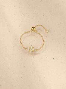 1 pieza Anillo de cadena minimalista de plata de ley 925 de estilo lujoso y ajustable para mujer, perfecto para el uso diario/joyería de boda y novia, joyería fina