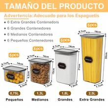 52-Piece (26 Jars + 26 Lids) Food Storage Set With Labels, Kitchen Organizer, Sealed Plastic Storage Boxes With Lids For Grains, Flour, Coffee Beans, Cornflakes, Pasta 2.5L 1.8L 1.3L 0.75L - Xám - Xem 2