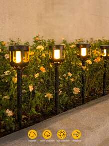 2pcs Solar Powered Flame Landscape Lights, Outdoor Waterproof LED Path Lights For Yard, Garden, Villa Decoration, Solar Charging, Energy Saving