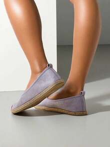 Women's -Suede Espadrilles - Grey - View 2