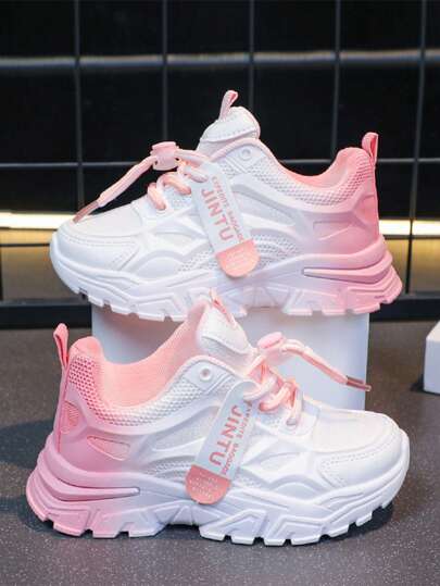 1 par Zapatos deportivos de suela gruesa para niñas, nuevos modelos 2025 de zapatillas casuales de suela blanda, adecuados para actividades al aire libre, escuela y fiestas, para primavera/otoño
