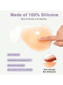 硅胶露背聚拢文胸隐形粘合式乳房提升乳沟增强文胸适用于婚礼、泳装 - 彩色 - 查看 4