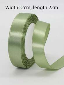 1pc Salvia Green Double-Sided Satin Ribbon, Width 1cm/1.5cm/2cm/2.5cm/3cm/4cm/5cm/7.5cm/10cm, Length 22m, Soft & Durable Polyester Material, Suitable For Flower Packaging, Gifts, Presents, Clothing, Headwear, Bows, Wedding Decor, DIY Craft Rose Ribbon - Multicolor - View 15