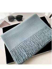 MilyModa Plain Cashmere Scarf 150g With Fringes - Neblina azul - Ver 1