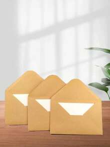 10 件复古牛皮纸自粘信封、手写空白贺卡、公司用文具返校 - 彩色 - 查看 2