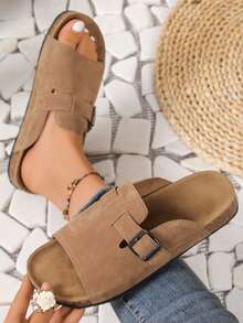 Women's Spring/Summer 2025 New Slip-On Mules, Soft Cork Thick Soles Non-Slip Shoes