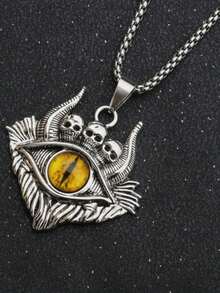 1pc Men's Hip Hop Punk Skull Devil's Eye Necklace - Evil Eye Skull Necklace - View 13