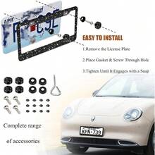 1pc/2pcs Rhinestone Bling Car License Plate Frame, Stainless Steel Handmade, With Shining Crystal Screw Caps & Installation Tools, Fit For US License Plate Size, Waterproof & Rustproof Auto Accessories - 2pcs - View 5