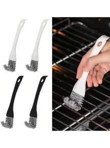 1pc Black & White Multi-Function Stove Cleaning Brush, Kitchen Stovetop Crevice Sink Corner Grill Cleaner Brush