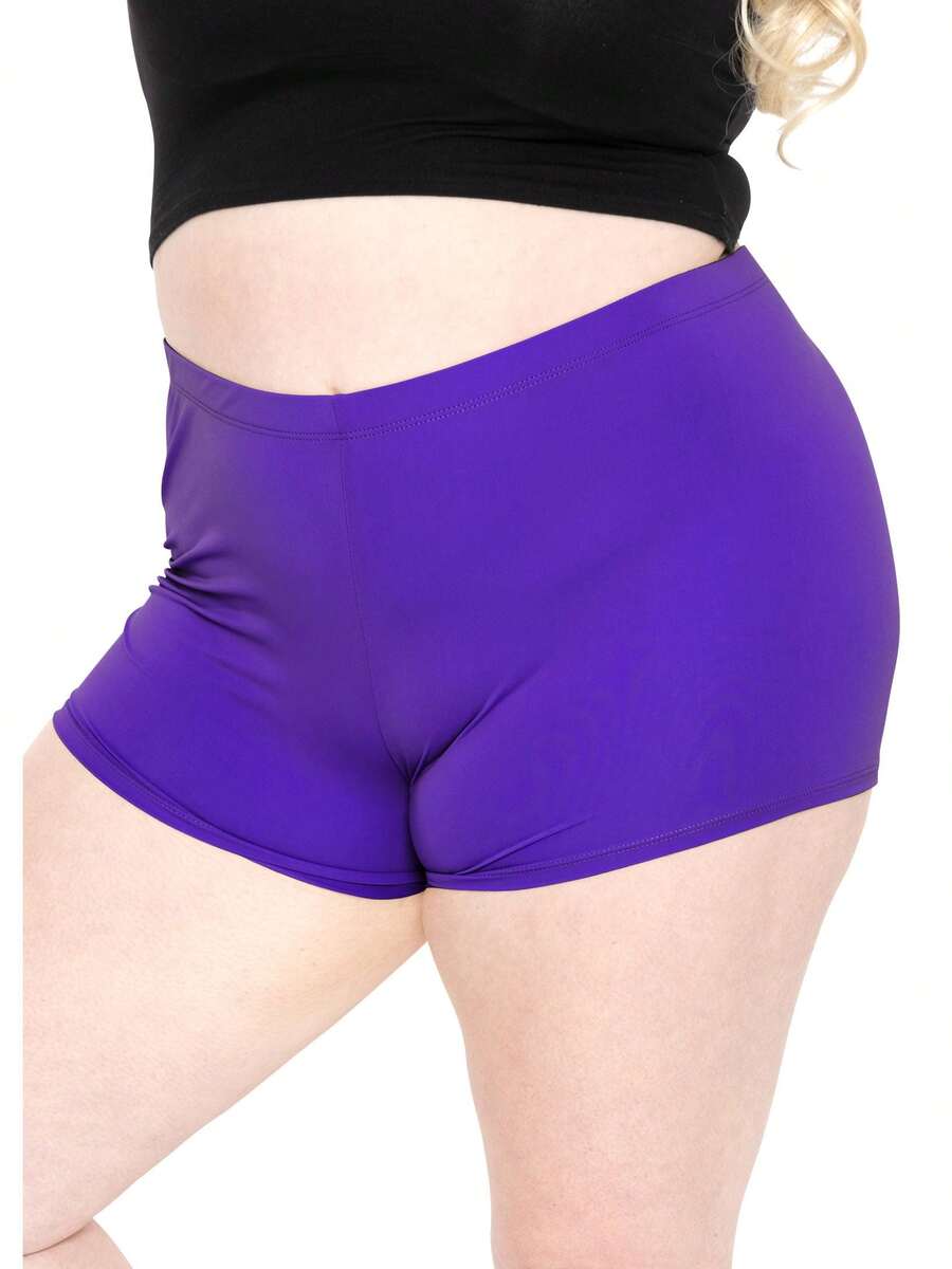 STRETCH IS COMFORT Women's And Plus Size Nylon Booty Shorts | Small - 3X - Purple - View 1