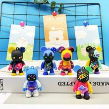Colorful Cartoon Graffiti Teddy Bear PVC Soft Phone Skin Sticker, Cute Candy Color Keychain Pendant - Multicolor - View 4