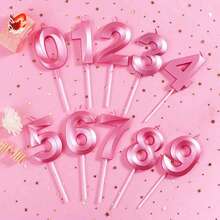 Pink Number Candles 0-9 Years Old, Birthday Cake Candles, Party Decorations - Pink - View 3