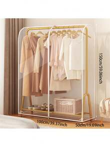 (Cover Only, Rack Not Included) Large Transparent Plastic Clothes Rack Cover - Freestanding Double-Rod Wardrobe Dust Cover, Full Zipper Design, Suitable For Handbags And Clothing Storage, Bedroom Organization, Home Storage - Clear - View 16
