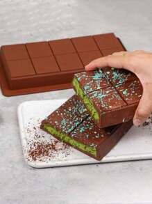 1 pieza Nuevo molde de silicona en forma de ladrillo de chocolate de Dubai grueso, herramienta de chocolate con 10 cuadrículas de forma cuadrada que se puede romper a mano, resistente al calor