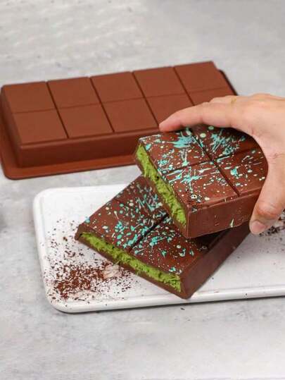 1 件装新款厚迪拜巧克力砖硅胶模具，10 格方形手工掰巧克力工具，耐热