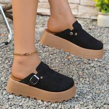 Women's Comfort Platform Slip-On Mules With Soft Padded Footbed, Closed Toe, Thick Sole, Spring/Summer 2025 New Arrival