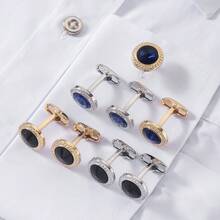 1 Pair Fashionable Minimalist Business Style Stainless Steel Round Cuff Links, Suits Wedding Party Groom And Groomsmen Shirt, Great Gift For Father's Day And Wedding Season