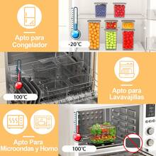 52-Piece (26 Jars + 26 Lids) Food Storage Set With Labels, Kitchen Organizer, Sealed Plastic Storage Boxes With Lids For Grains, Flour, Coffee Beans, Cornflakes, Pasta 2.5L 1.8L 1.3L 0.75L - Xám - Xem 4