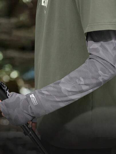 1 Pair Men's Summer Sunscreen Ice Sleeves, Loose Breathable Arm Sleeves For UV Protection, Cycling, Driving, Fishing