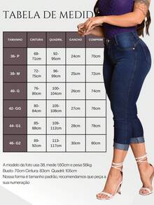 Women's High Waist Capri Jeans With Spandex Lycra Butt Lifting Shaping Pants - Màu xanh hải quân - Xem 3
