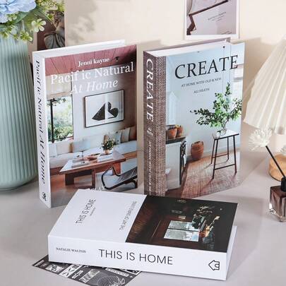 3/2/1 件可折叠仿真书装饰品，Outgeek 四件套咖啡桌书籍装饰摆件，时尚书籍装饰，适用于办公室、家居、书架、农舍、客厅、卧室、浴室、桌面、电视柜、大堂，各种节日礼物