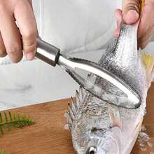 1pc Stainless Steel Double-Sided Fish Scale Remover, Kitchen Tool - Multicolor - View 4
