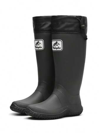 1 Pair Soft, Foldable, Non-Slip Knee-High Rain Boots, Men/Women Outdoor Gardening Fishing Water Shoes