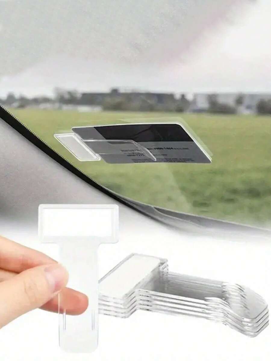 2/5/10/20 件透明硅胶汽车挡风玻璃票夹，透明硅胶汽车挡风玻璃票夹，透明汽车停车票证，汽车紧固卡，钞票夹 - 适用于汽车、房车 | 耐用的停车许可证和票证整理器，易于访问的设计 - 彩色 - 查看 1