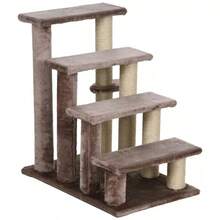 PawHut 4 Levels Cat Steps, Pet Stairs Carpeted Ladder, Kitten Tree Climber With Scratching Posts, Hanging Play Ball, Side Step, Brown