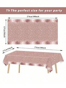 1pc Rose Gold Glittering Party Tablecloth - Suitable For Valentine's Day, Father's Day, Mother's Day, Graduation Ceremonies, Birthday Decorations