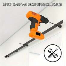 5/6/6.6FT Sliding Wood Barn Door Track System Kit Hardware Set Stainless Steel - Black - View 6