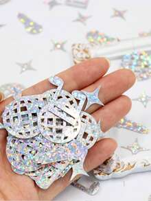 100 件闪光洒彩纸屑、迪斯科球、麦克风、音符、星号形状，适用于迪斯科主题派对、庆祝派对、卡拉 OK 派对、装饰用品 - 鐳射點音符款 - 查看 5