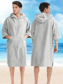 1 Piece Surf Poncho Changing Robe With Hood,Wearable Beach Towel, Quick Dry Microfiber Wetsuit Changing Towel With Pocket For Surfing Men Women