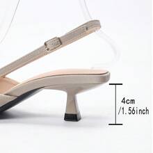OMS Pointed Toe Thin Heel Sandals Women 2025 Spring Summer New French Style Closed Toe Breathable Backless Mid Heel Fashion Dress Pumps, Adjustable Strap, Light Beige, Kitten Heel, All Season