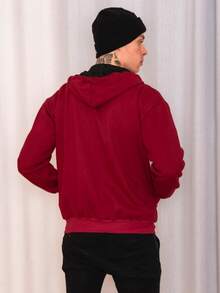 Unisex Zip Up Hooded Sweatshirt - Burgundy - View 2