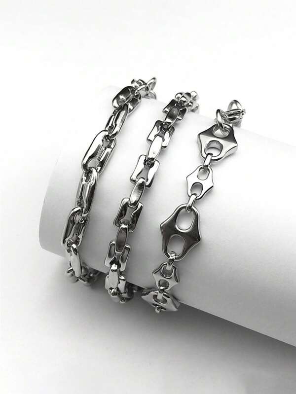 Punk Byzantine Link Chain Bracelet For Men Women Stainless Steel Silver Color Rock Style Cool Chains Party Jewelry Gift