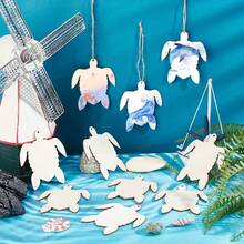 10 块木质乌龟形木片 DIY 绘画涂鸦工艺品木制吊坠摆件家居装饰品 - 多色 - 查看 4