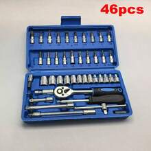 1 Set/12pcs Socket Wrench Tool Kit, Multifunctional Ratchet Quick Repair Auto Wrench Set, Ratchet Quick Wrench Socket Combination, Professional-Grade Chrome Steel Socket Wrench Set - Multicolor - View 12