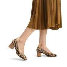Women's Square Toe Chunky Heels Pumps Comfortable Knitted Closed Toe Fashionable Elegant Casual Holiday Work Dress Shoes LEOPARD - Nhiều màu - Xem 3